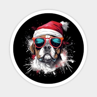 Magical Christmas French Bulldog in the snow: cute four-legged friend with festive hat Magnet